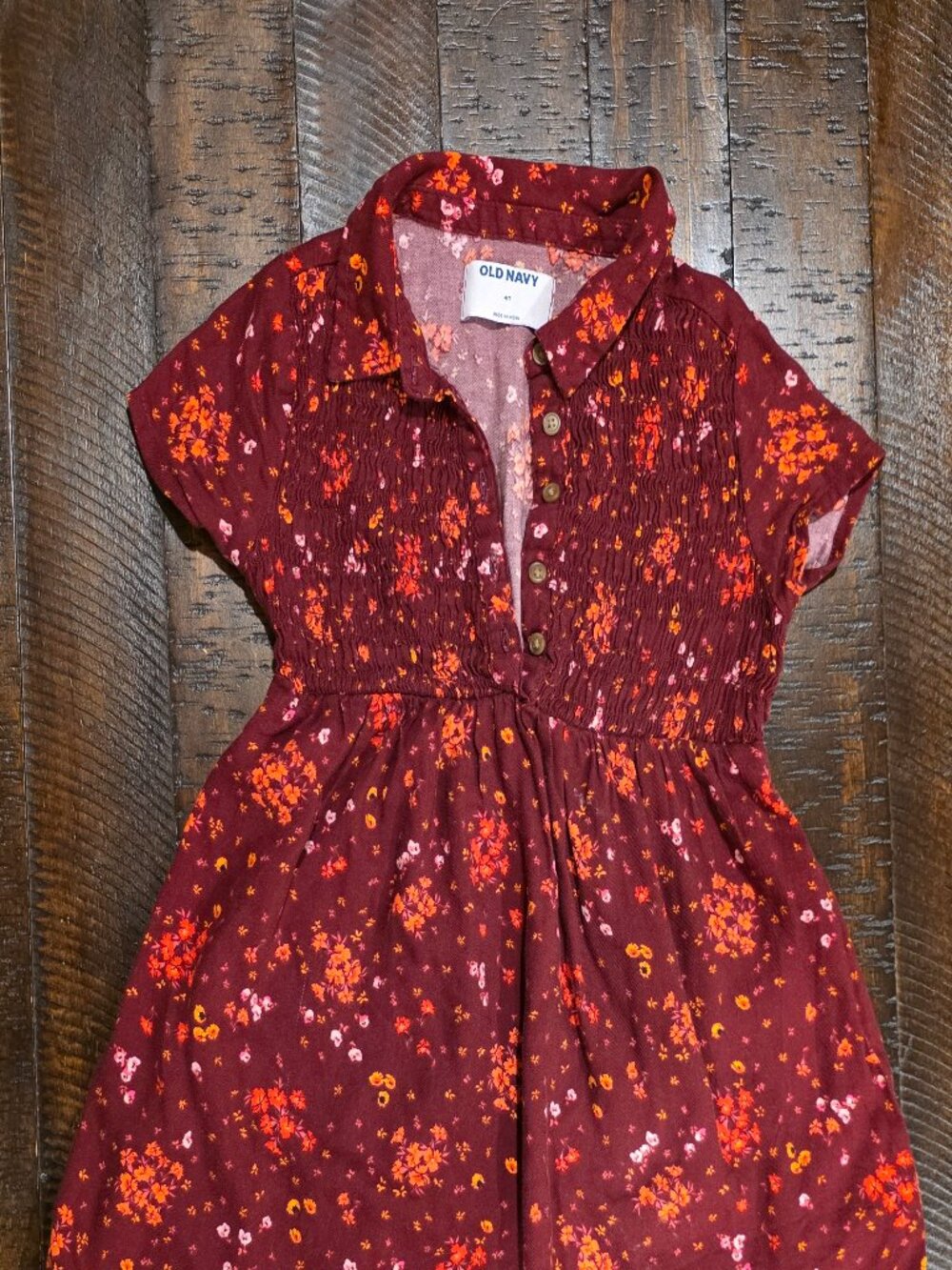 Old Navy Burgundy Floral Toddler Dress Size 4T